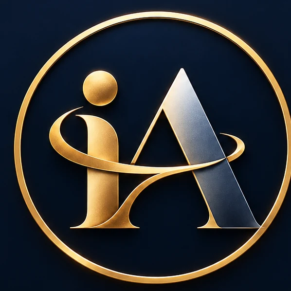Logotipo oficial de IMPACTO IA: monograma iA dorado y plateado en un círculo dorado